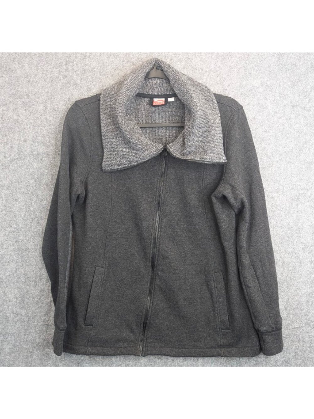 Puma Womens XL Jacket Charcoal Gray Full Zip w Textured Collar Logo Sweatshirt - Picture 11 of 11